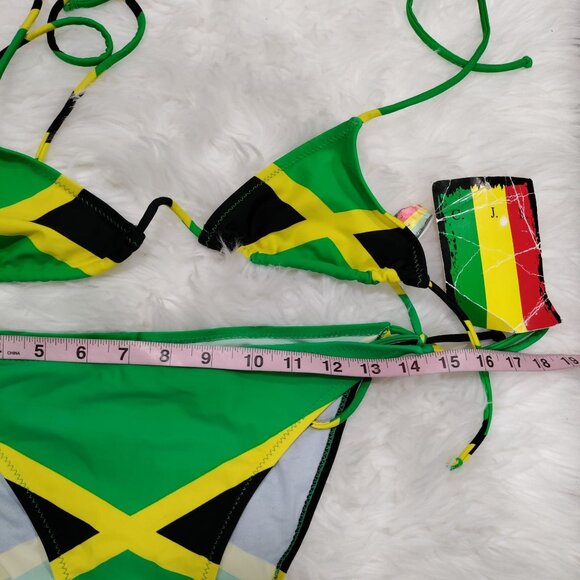 C.J.L Flag-Inspired Triangle Sexy Cheeky Bikini Set Y2K Size 5, NWT - Picture 9 of 11